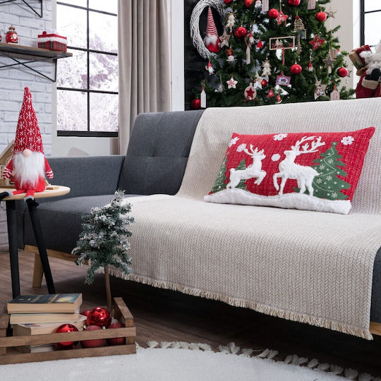 Teoran Weihnachtsdekoratives Kissen Rechteckig Rot 35x60cm