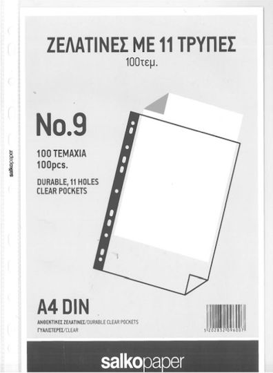 Salko Paper Plastikeinlagen für Dokumente A4 mit Löchern 100Stück