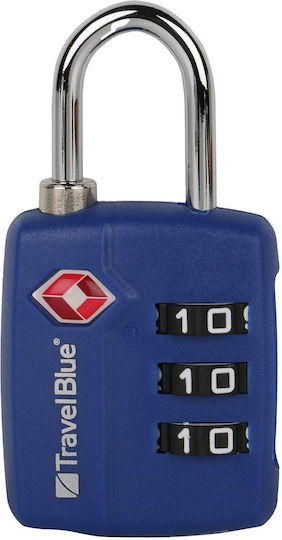 Travel Blue Padlock Brass Combination with TSA Certification Blue 1pcs