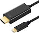 Art Cablu HDMI de Sex Masculin - USB-C de Sex Masculin 1.8m Negru