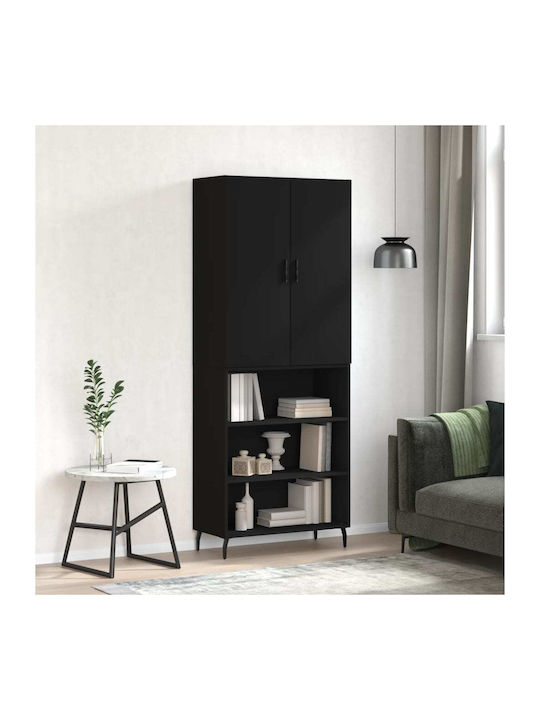 Bookcase Black 69.5x34x180cm