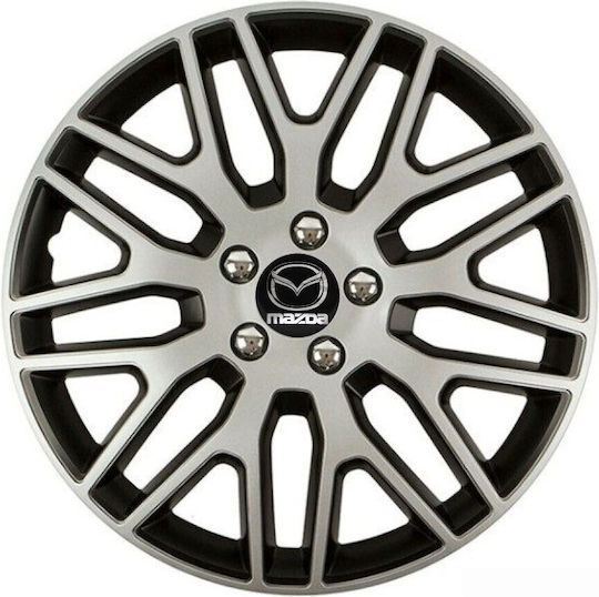 Versaco Auto Radkappen Set Dakar Nc mit Marke Mazda 4Stück 15" Silber/Silber