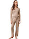 Penye Mood Winter Damen Pyjama-Set Braun