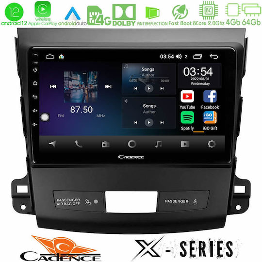 Cadence Ηχοσύστημα Αυτοκινήτου για Peugeot 4007 Mitsubishi Outlander Citroen C-Crosser 2022-2023 (Bluetooth/USB/WiFi/GPS/Apple-Carplay/Android-Auto) με Οθόνη Αφής 9"