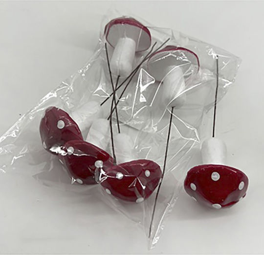 Set Ornamente De Crăciun Pentru Brad Ciuperci Roșii 5x6cm 6 Bucăți