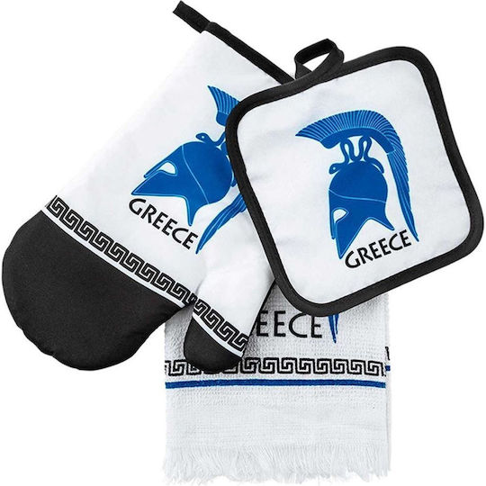 Aegeanart Souvenirs Комплект Сет Готварски Ръкавица и Подложка Текстил 3бр