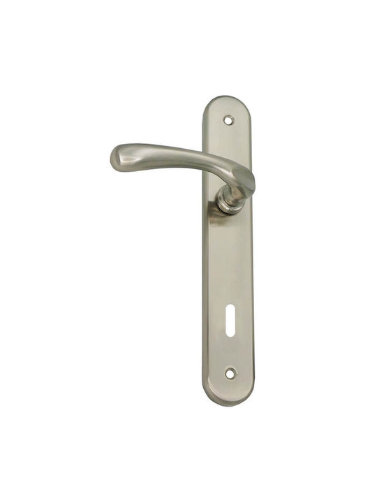 Lever Middle Door with Plate NX1612.N Pair (Center Distance 90mm) Nickel Matt