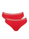 Go Ribbed H Tai Βαμβακερά Γυναικεία Slip 2Pack Κόκκινα