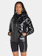 Women's Short Puffer Jacket for Winter Black
