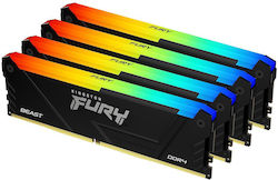 Kingston Fury Beast 64GB DDR4 RAM με 4 Modules (4x16GB) και Ταχύτητα 3200 για Desktop (NON-ECC)