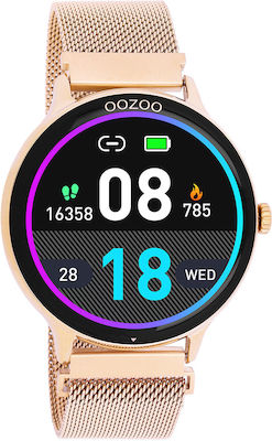 Oozoo Q00138 45mm Smartwatch με Παλμογράφο (Ροζ Χρυσό)