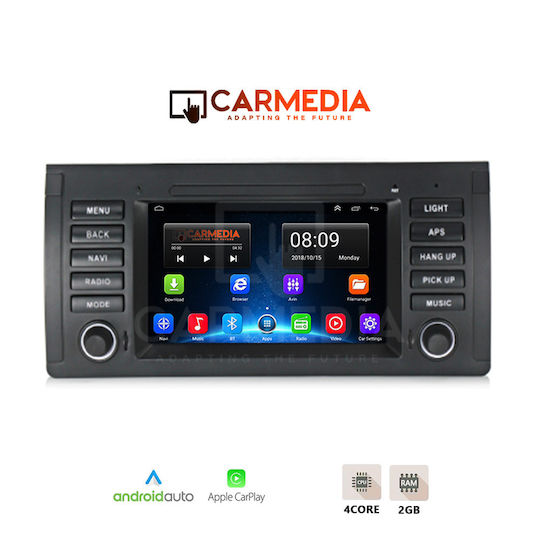Carmedia Ηχοσύστημα Αυτοκινήτου για BMW Σειρά 5 (E39) / X5 (E53) / Σειρά 5 / X5 2002-2005 (Bluetooth/USB/WiFi/GPS/Apple-Carplay/Android-Auto) με Οθόνη Αφής 7"