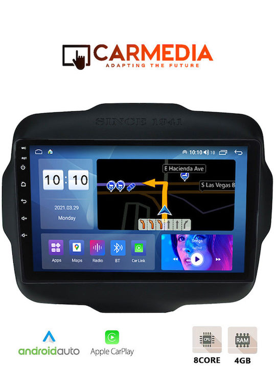 Carmedia Ηχοσύστημα Αυτοκινήτου για Jeep Renegade 2014+ (Bluetooth/USB/WiFi/GPS/Apple-Carplay/Android-Auto) με Οθόνη Αφής 9"