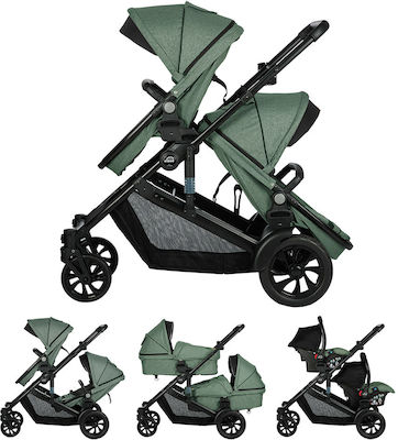 Mother Baby Cloud Adjustable Double Stroller Suitable for Newborn Green 15kg