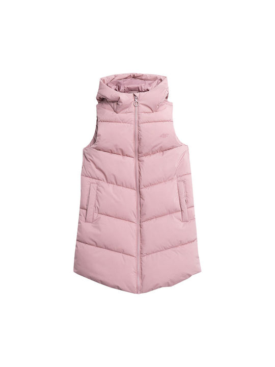 4F Casual Jacket Pink Sleeveless with Ηood