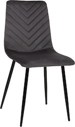 Dining Room Velvet Chair Gray 43x54x88cm