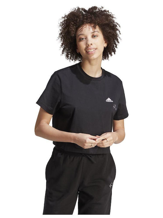 Adidas Γυναικείο Crop Top Κοντομάνικο Μαύρο