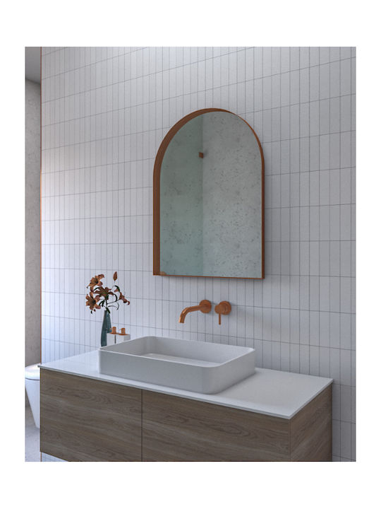 Semicircular Oglindă de Baie Lumini LED Atingere 60x80cm Bronz