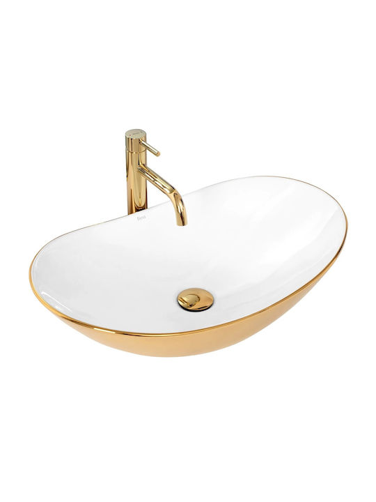 Rea Aufsatzwaschbecken Porzellan cmcm Royal Gold/White