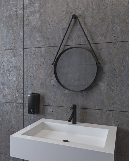 Round Bathroom Mirror made of Stainless Steel 80x80cm Black
