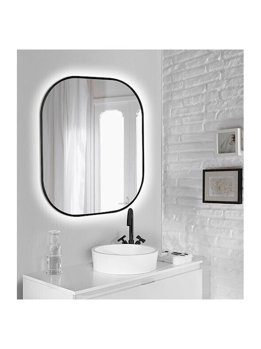 Ebir Iluminacion Οβάλ Καθρέπτης Μπάνιου Led από Μέταλλο 60x70cm Μαύρος