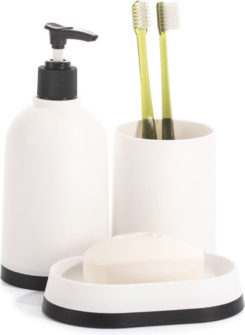 Cyclops Plastic Bathroom Accessory Set White 3pcs
