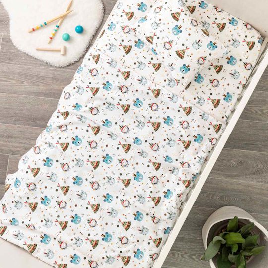 Borea Bear Комплект Бебешки Чаршафи За Количка Фланелени Светлосини 120x160бр 3бр