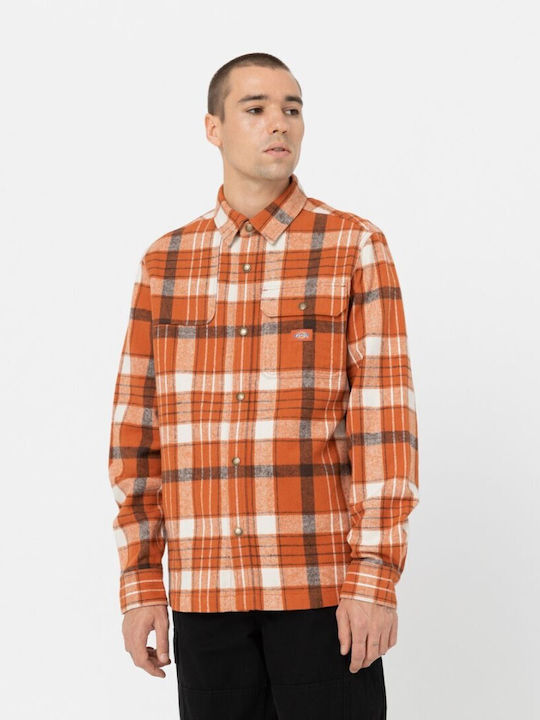 Dickies Men's Shirt Long Sleeve Brown