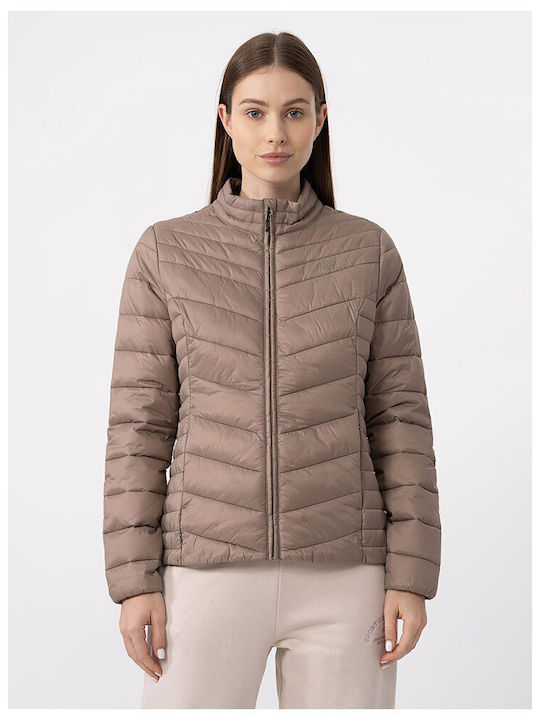 4F Kurz Damen Puffer Jacke für Winter Braun