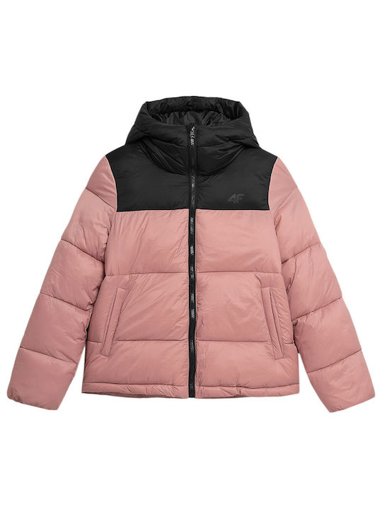 4F Women's Short Puffer Jacket for Winter Pink