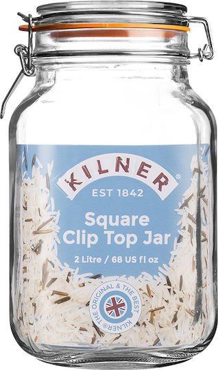 KIlner Ваза за Кафе / Обща Употреба с Херметически Затворен Капак Стъклена Прозрачна 12x12x21.5см