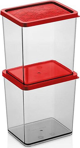 Qlux Qlux Lebensmittelgläser & Behälter mit Deckel Kunststoff Rote 600ml 2 Stück
