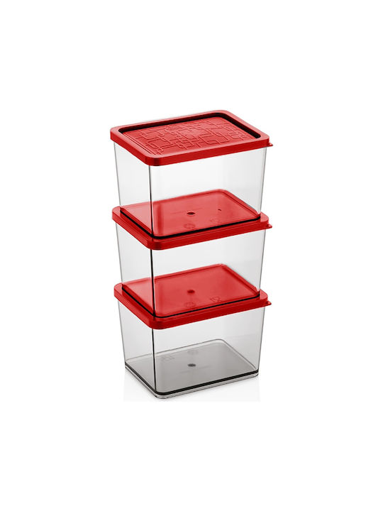 Qlux Set 3 Bucăți Vaze Utilizare Generală cu Capac Plastic Roșu 400ml 3 Bucăți