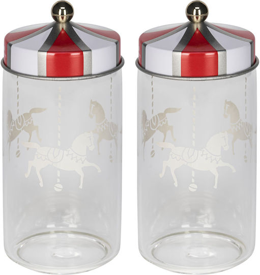 Alessi Set 2 Pieces General Use Glass Jars with Lid Transparent 140ml 2 Pieces
