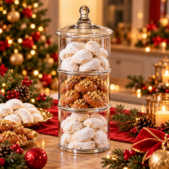 Karvounis General Use Glass Jar with Lid Transparent 43x16x43cm 1 Pieces