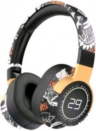 SN-29 Ασύρματα Bluetooth Over Ear Ακουστικά Graffiti Μαύρο