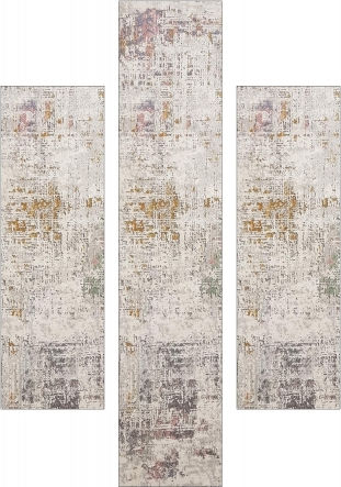 Decostar Oblong Des-s 1783-110 Modern Bedroom Rugs Set Gray DE172178 3pcs