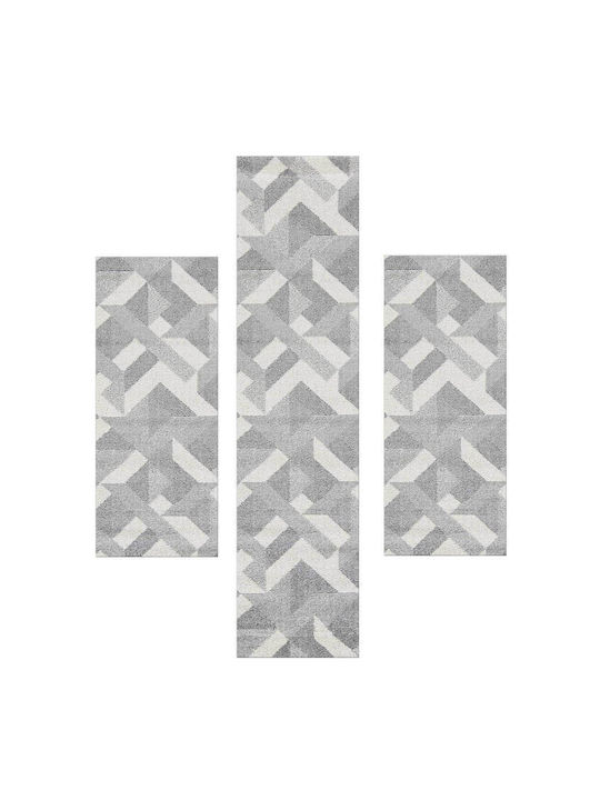 Decostar Loom-s 50741-389 Σετ Μοντέρνα Χαλιά Κρεβατοκάμαρας Γκρι DE172250 3τμχ