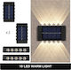 Factory Led Αδιάβροχα Σετ 2 Επιτοίχια Ηλιακά Φωτιστικά με Θερμό Λευκό Φως 15.5x5εκ.