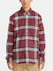 Long-sleeved Flannel Shirt Checked Burgundy