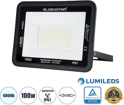 GloboStar Atlas Στεγανός Προβολέας LED 100W Ψυχρό Λευκό 6000K IP67