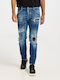Skater Men's Elastic Jeans Pants With Slim Fit Blue