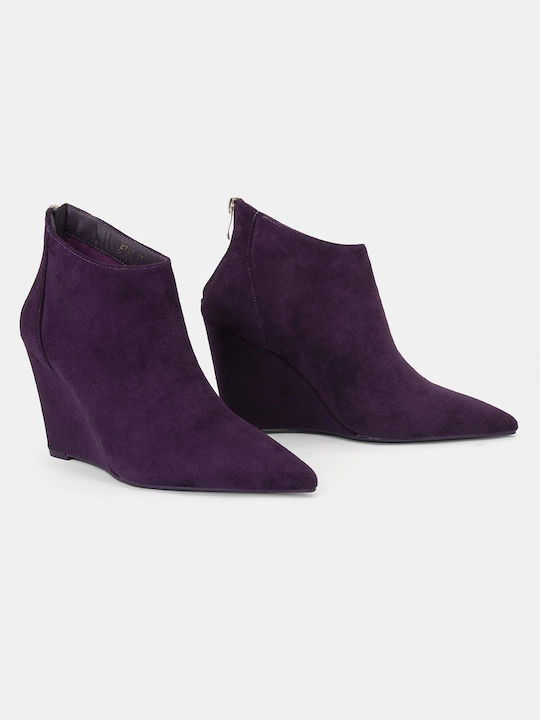 Wildleder Stiefeletten Damen Lila