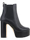 Natasha Leather Platform Δερμάτινα Γυναικεία Chelsea Μποτάκια με Ψηλό Τακούνι Μαύρα