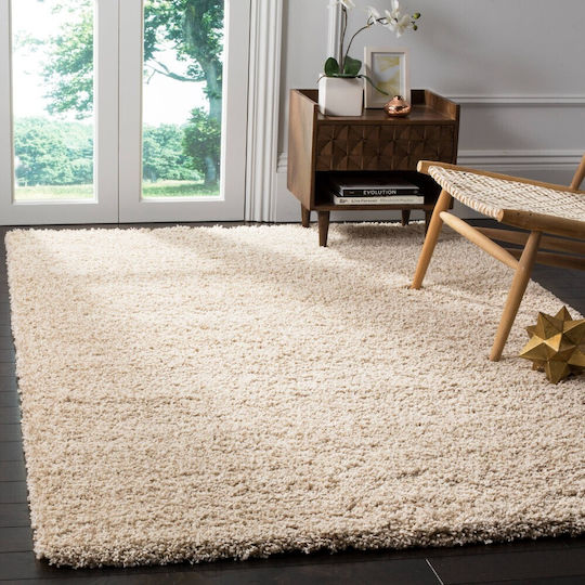 Saray Home Teppich Rechteckig Zottelig Synthetisch,Polyester/Cotton/Leather Beige