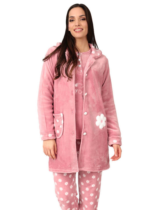 Lydia Creations Winter Women's Fleece Robe Pink