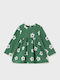 Flowers Rochie pentru Copii Mânecă lungă Verde