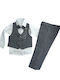 TakTakBaby Baptism Suit with Vest for Boys Gray 5 Pieces