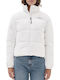 Women's Short Puffer Jacket for Spring or Autumn White
