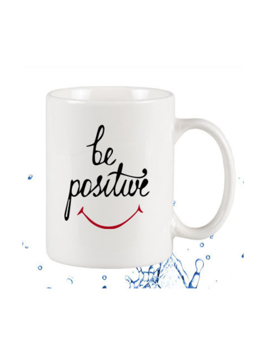 Be Positive Cană Ceramică Albă 1buc